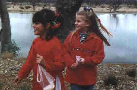 my friend Katherine and I, throwing rice